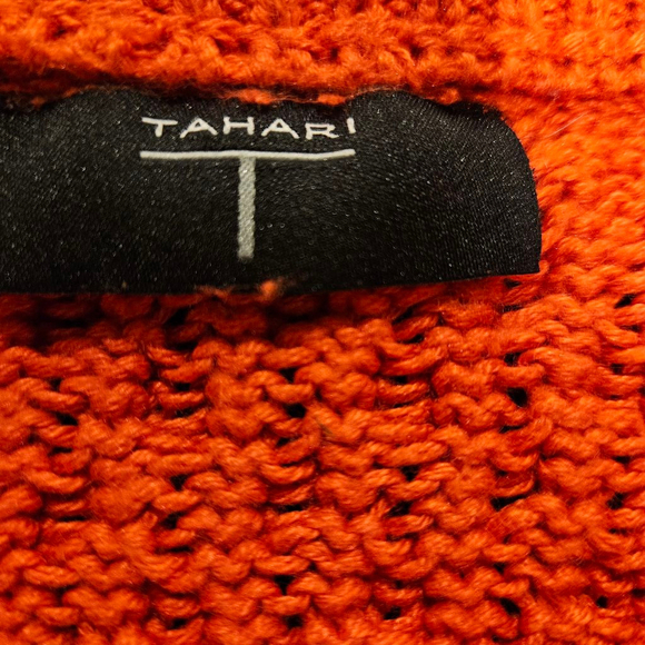 T Tahari Women's Reddish-Orange Cable Knit Pullover Sweater XL - Picture 2 of 8